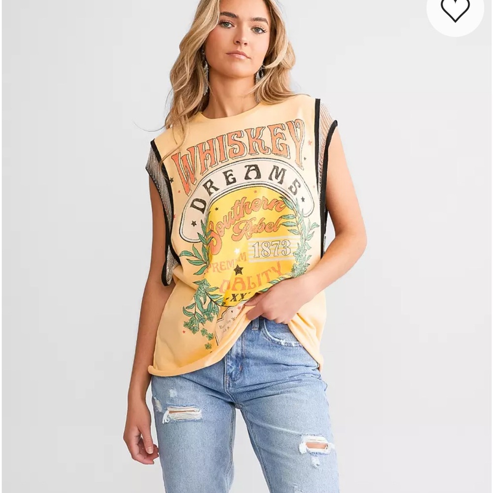 Buckle NWT Whiskey Dreams Graphic Tank Top with chain accents size L